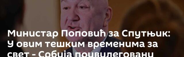 Министар Поповић за Спутњик: У овим тешким временима за свет - Србија привилеговани партнер Русије