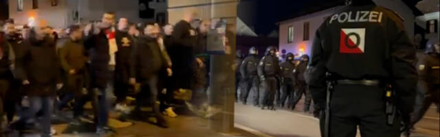 (VIDEO) Opsadno stanje u Gracu: Navijači Zvezde se uputili ka stadionu uz pratnju velikog broja policajaca