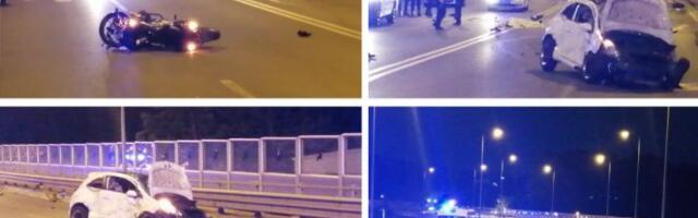 (Foto, Video) PRVI SNIMCI SA MESTA NESREĆE KOD HIPODROMA! Telo na putu, smrskan automobil, motor, delovi svugde...