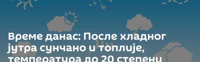 Време данас: После хладног јутра сунчано и топлије, температура до 20 степени