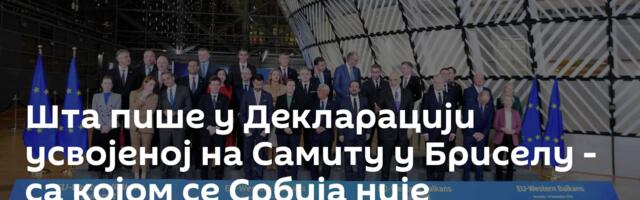 Шта пише у Декларацији усвојеној на Самиту у Бриселу - са којом се Србија није усагласила