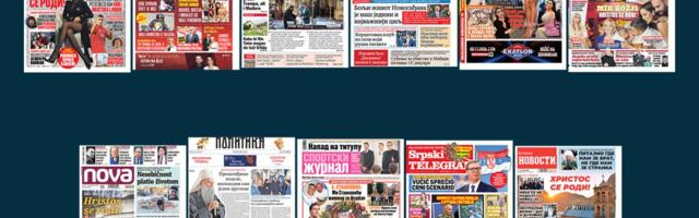 NASLOVNE STRANE PRAZNIČNIH TROBROJA: Prelistavanje štampe za 8. januar 2026. godine