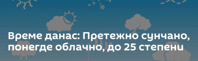 Време данас: Претежно сунчано, понегде облачно, до 25 степени