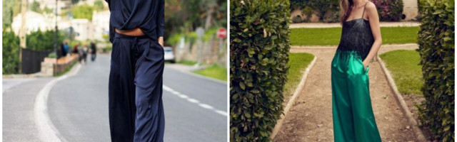 Odevne kombinacije sa satenskim zvonstim pantalonama