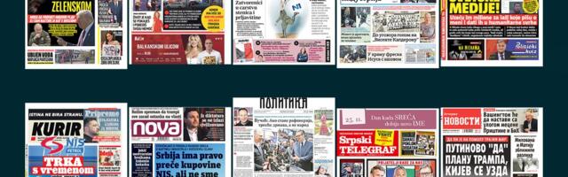 NASLOVNE STRANE SUTRAŠNJIH NOVINA: Prelistavanje štampe za nedelju, 23. novembar 2025. godine