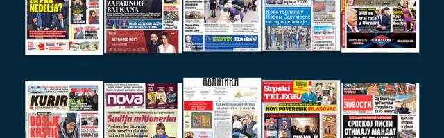 NASLOVNE STRANE SUTRAŠNJIH NOVINA: Prelistavanje štampe za utorak, 30. decembar 2025. godine