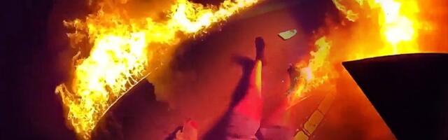 Sekunde delile ženu od jezive smrti! Policajac Rešidović uleteo u buktinju: Dok je vatra gutala auto, on je uradio nemoguće (VIDEO)