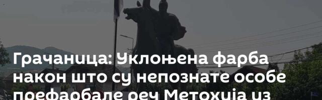 Грачаница: Уклоњена фарба након што су непознате особе префарбале реч Метохија из назива улице
