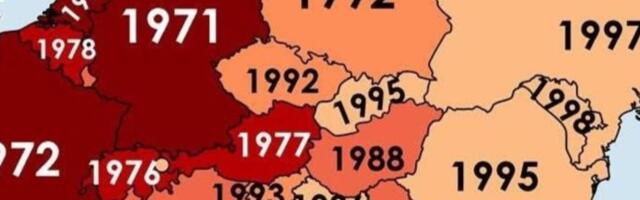 Objavljena nova karta Evrope: Preko Srbije piše 1988, Hrvatske 1996, a Slovenije 1993