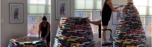 Pogledajte impozantnu jelku od knjiga: Kejti je odlučila da napravi svoju magiju na drugačiji način