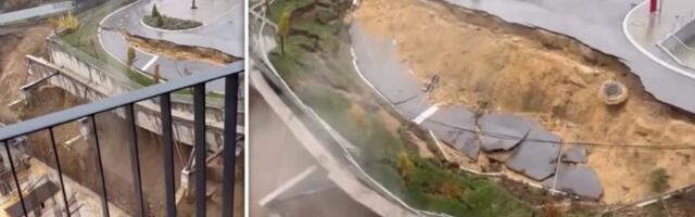 Obrušavaju se potporni zidovi i deo pristupne saobraćajnice kod naučnog kompleksa u Kragujevcu (VIDEO)