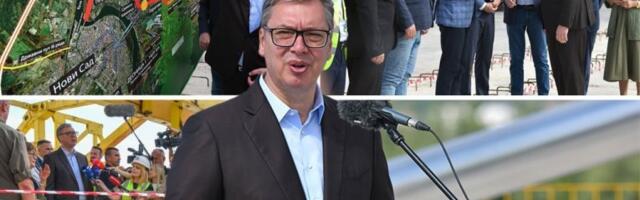 "OVO JE ARHITEKTONSKO REMEK-DELO, ČUDO!" Predsednik Vučić prisustvovao spajanju konstrukcije na mostu preko Dunava (FOTO)