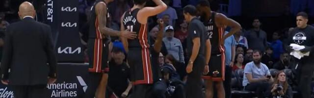 "LUDI SRBIN - KRVAV, A SMEJE SE!" Reakcija Nikole Jovića posle stravičnog pada šokirala trenera Majamija: Nisam mogao da verujem!  (VIDEO)