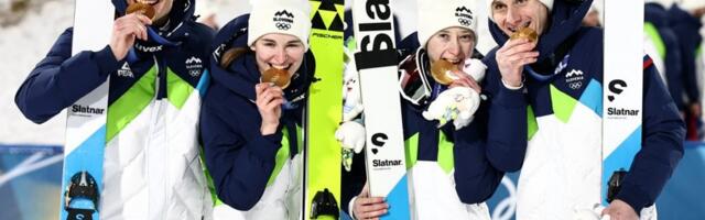 Reprezentacija Slovenije sa bratom i sestrom Prevc u timu stigla do zlatne medalje