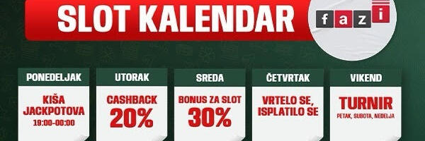NEDELJA U ZNAKU FAZI SLOTOVA: Slot kalendar je vaš dnevni vodič kroz svet slotova!