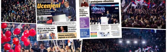 BLOKADERSKI MEDIJI NE PRAŠTAJU NARODU PUNU ARENU! Tabloidi Danas i Nova nemaju odgovor na energiju ljudi koji podržavaju SNS i Vučića, vrte istu praznu priču