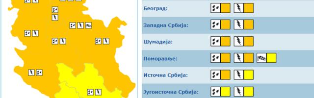 Novo upozerenje RHMZ: Obilne kiše u kratkom vremenskom periodu, grmljavine, mestimično grad