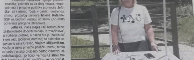 "Slavica Jevtić mesecima trpi šikaniranje režimskog glasila u Obrenovcu"