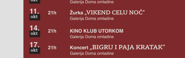 Program Doma omladine za oktobar