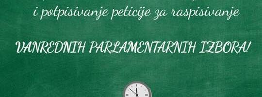 Večeras zbor građana MZ  Filip Kljajić i potpisivanje peticije za vanredne izbore