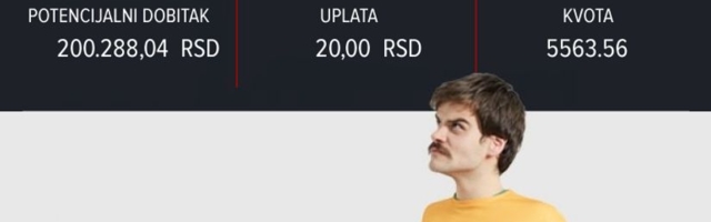 LUDI TIKET (-), sreda, 200.288 dinara: Zapeo na Brondbijevim ćorcima