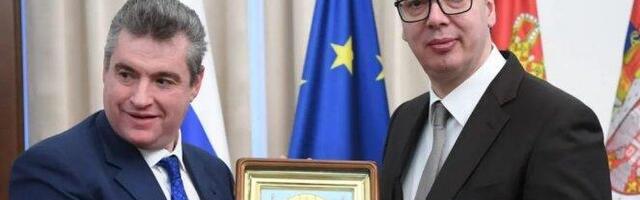 ZA PREDSEDNIKA POKLON IKONA SA LIKOM ISUSA HRISTA! Vučić se sastao sa zvaničnikom Dume Leonidom Sluckim!