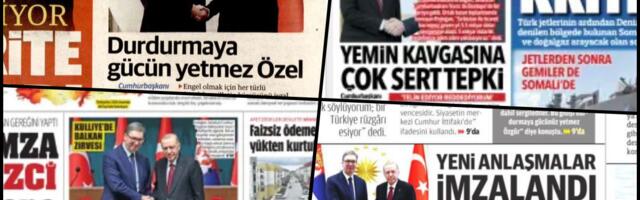VUČIĆ I ERDOGAN NA NASLOVNIM STRANAMA TURSKIH MEDIJA: Ogromno interesovanje javnosti za posetu predsednika Srbije
