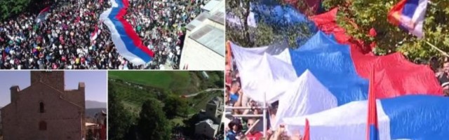 SRPSKA TROBOJKA DUGAČKA 120 METARA! Vasojevići razvili zastavu ispred manastira Đurđevi stupovi! Foto