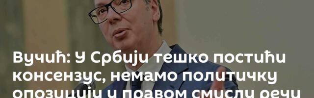 Вучић: У Србији тешко постићи консензус, немамо политичку опозицију у правом смислу речи