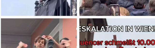 MaxaMillion bacio 10.000 evra sa balkona u Beču, nastao haos (VIDEO)