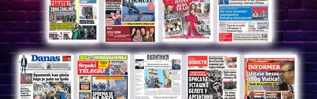 NASLOVNE STRANE SUTRAŠNJIH NOVINA: Prelistavanje štampe za sredu, 6. maj 2026. godine
