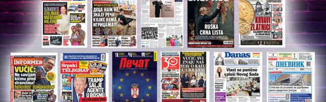 NASLOVNE STRANE SUTRAŠNJIH NOVINA: Prelistavanje štampe za petak, 17. jul 2026. godine