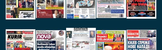NASLOVNE STRANE SUTRAŠNJIH NOVINA: Prelistavanje štampe za ponedeljak, 12. januar 2026. godine