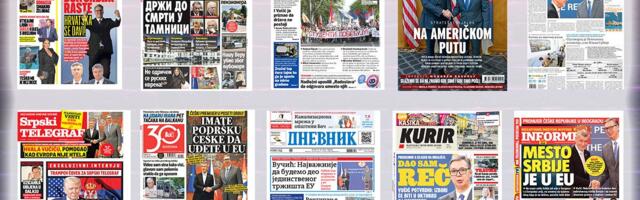 NASLOVNE STRANE SUTRAŠNJIH NOVINA: Prelistavanje štampe za petak, 24. jul 2026. godine