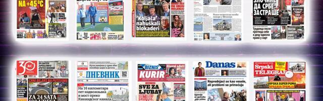 NASLOVNE STRANE SUTRAŠNJIH NOVINA: Prelistavanje štampe za sredu, 29. jul 2026. godine