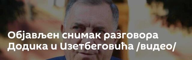 Објављен снимак разговора Додика и Изетбеговића /видео/