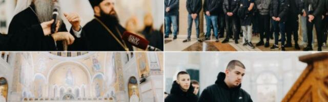 PATRIJARH PORFIRIJE BLAGOSLOVIO UČENIKE TEHNIČKE ŠKOLE "NIKOLA TESLA" IZ VUKOVARA Đaci u poseti Srbiji