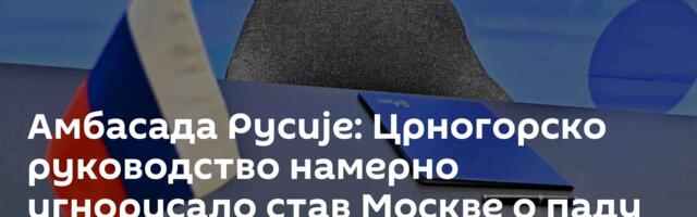 Амбасада Русије: Црногорско руководство намерно игнорисало став Москве о паду дрона у Галацу