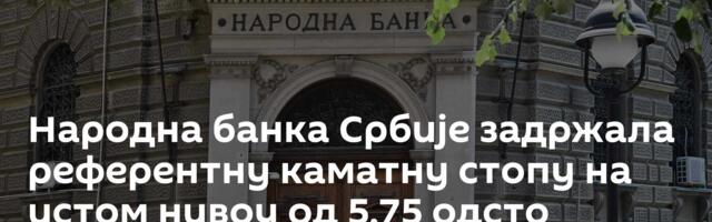 Народна банка Србије задржала референтну каматну стопу на истом нивоу од 5,75 одсто