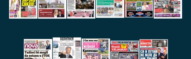 NASLOVNE STRANE SUTRAŠNJIH NOVINA: Prelistavanje štampe za nedelju, 8. februar 2026. godine