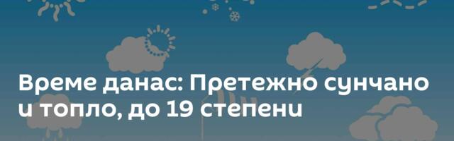 Време данас: Претежно сунчано и топло, до 19 степени