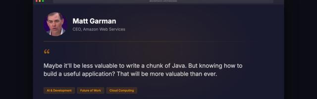 CEO AWSa: "Možda će biti manje vredno da napišeš komad Jave, ali znati kako da napraviš korisnu aplikaciju? To će biti vrednije nego ikada"