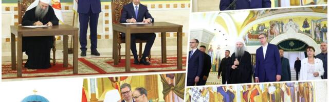 UŽIVO NA VIDOVDAN SE SVE VIDI! Moćne reči predsednika Vučića u Hramu Svetog Save, potpisan ugovor o završetku radova
