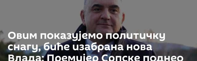 Овим показујемо политичку снагу, биће изабрана нова Влада: Премијер Српске поднео оставку