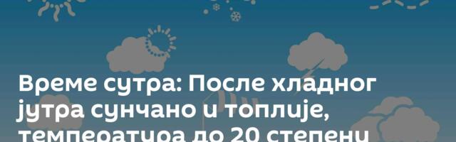 Време сутра: После хладног јутра сунчано и топлије, температура до 20 степени