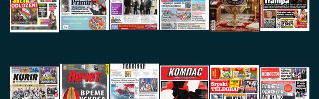 NASLOVNE STRANE SUTRAŠNJIH NOVINA: Prelistavanje štampe za četvrtak, 9. april 2026. godine