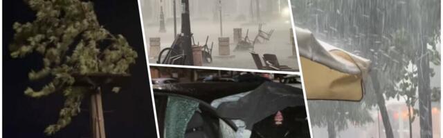 LOMILO, NOSILO, KIDALO, POPELO DRVO NA BANDERU: Snažno nevreme noćas napravilo HAOS u ova dva grada u Srbiji, grad veličine oraha tukao kao lud (VIDEO)