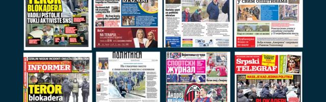 NASLOVNE STRANE SUTRAŠNJIH NOVINA: Prelistavanje štampe za PONEDELJAK, 30. mart 2026. godine