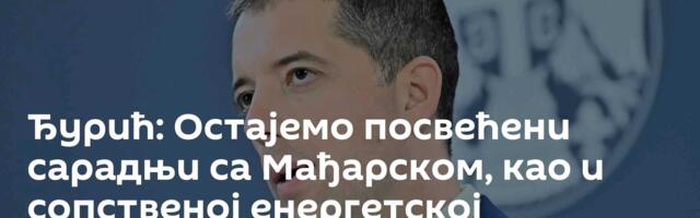 Ђурић: Остајемо посвећени сарадњи са Мађарском, као и сопственој енергетској независности