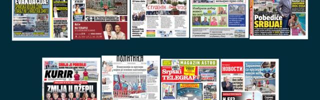 NASLOVNE STRANE SUTRAŠNJIH NOVINA: Prelistavanje štampe za ponedeljak, 11. maj 2026. godine